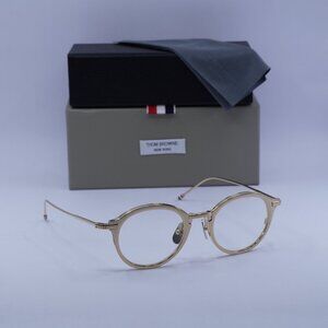 Thom Browne TB-110-C-GLD-48 Round Eyeglasses 48mm – Shiny Gold